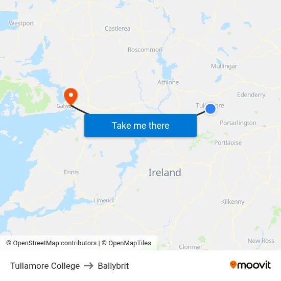 Tullamore College to Ballybrit map