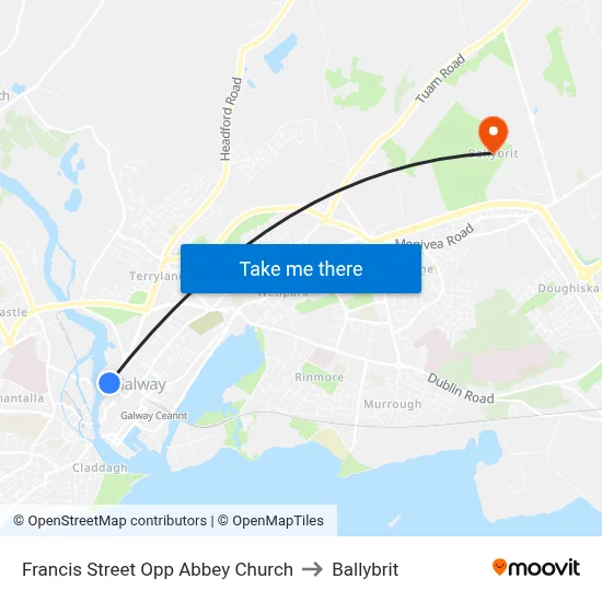 Francis Street Opp Abbey Church to Ballybrit map