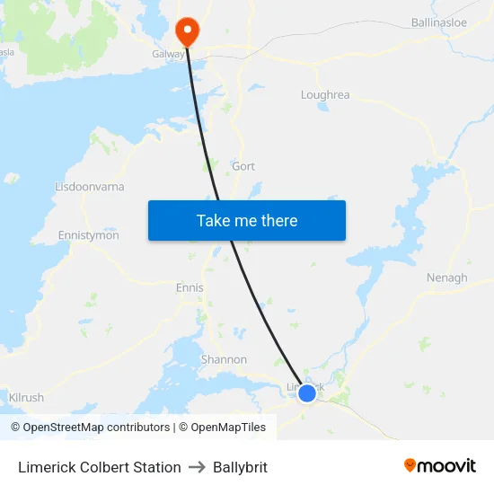Limerick Colbert Station to Ballybrit map