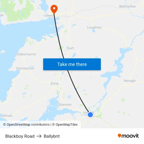 Blackboy Road to Ballybrit map