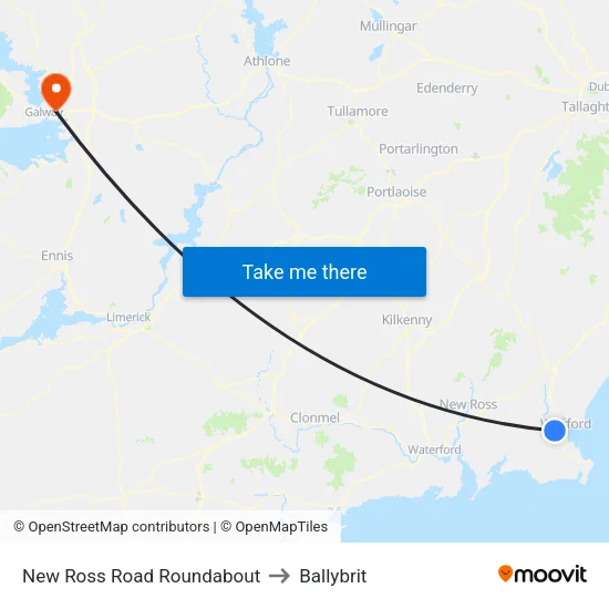 New Ross Road Roundabout to Ballybrit map