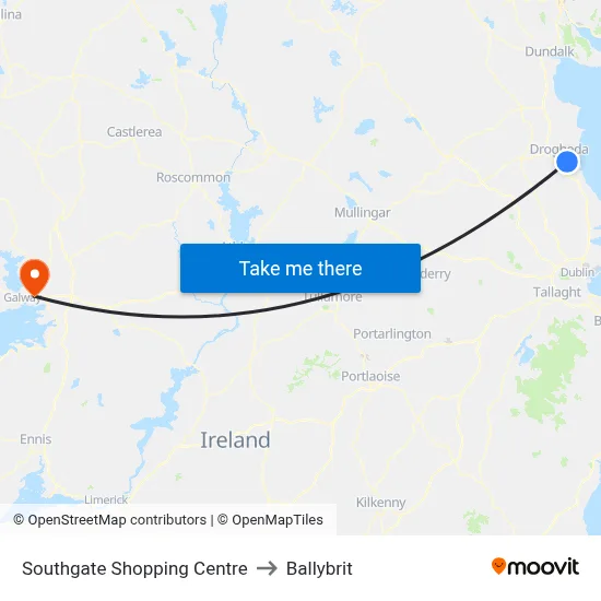 Southgate Shopping Centre to Ballybrit map