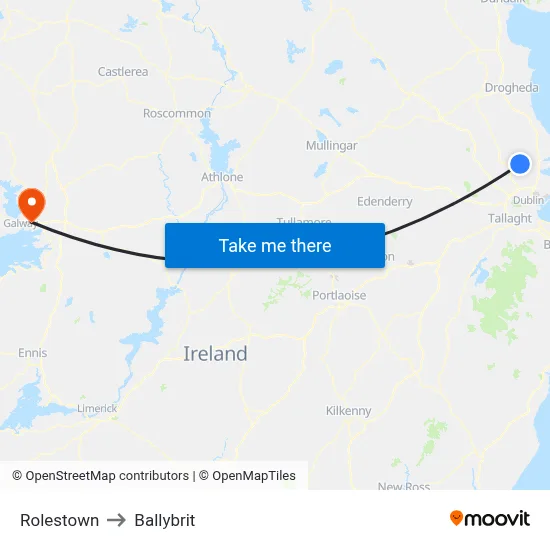 Rolestown to Ballybrit map