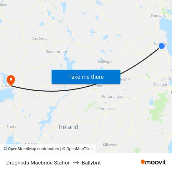 Drogheda Macbride Station to Ballybrit map