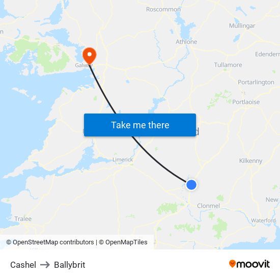 Cashel to Ballybrit map