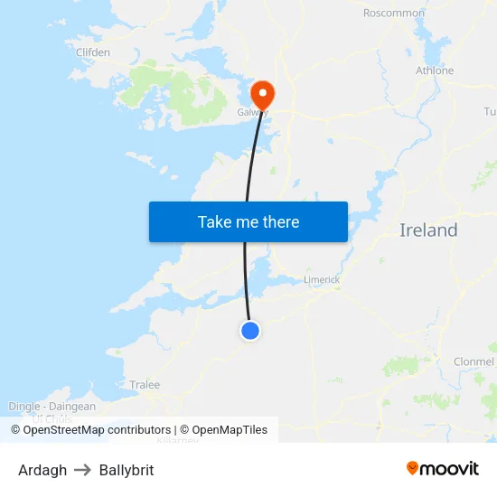 Ardagh to Ballybrit map