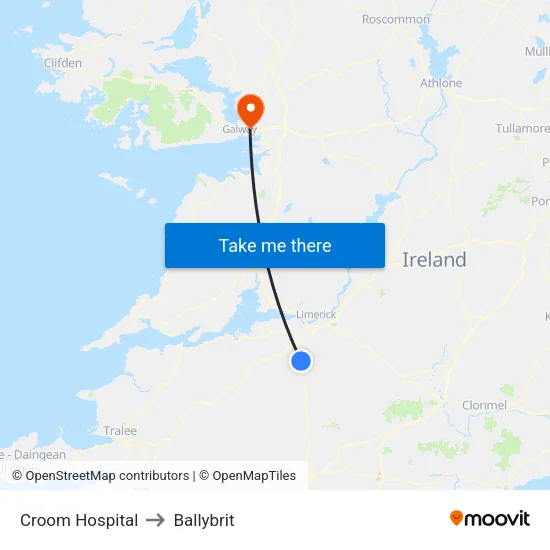 Croom Hospital to Ballybrit map