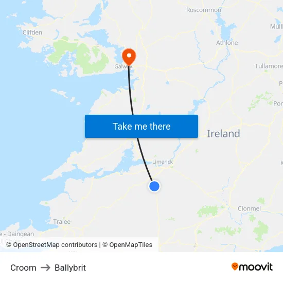 Croom to Ballybrit map