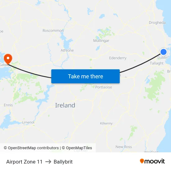 Airport Zone 11 to Ballybrit map