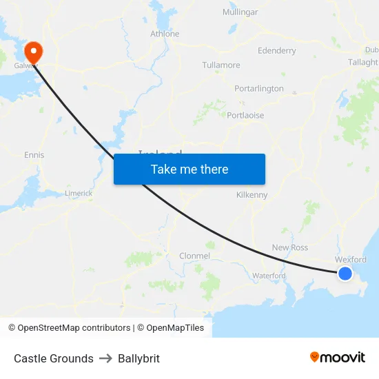Johnstown Castle to Ballybrit map