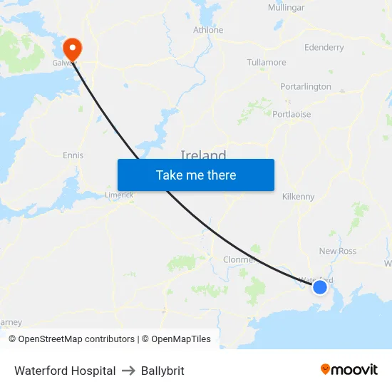 Waterford Hospital to Ballybrit map