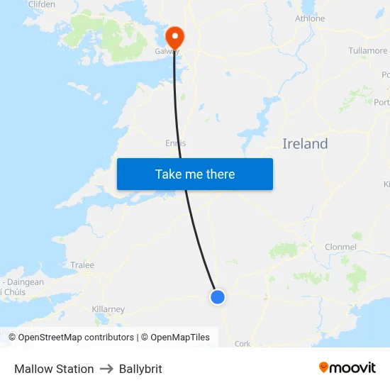 Mallow Station to Ballybrit map