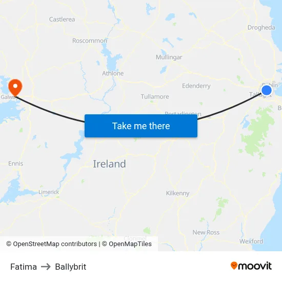 Fatima to Ballybrit map