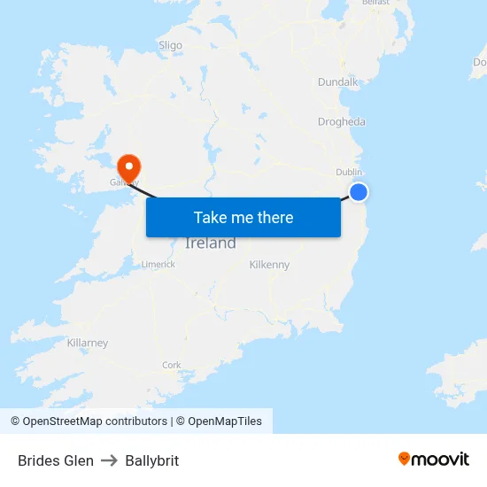 Brides Glen to Ballybrit map