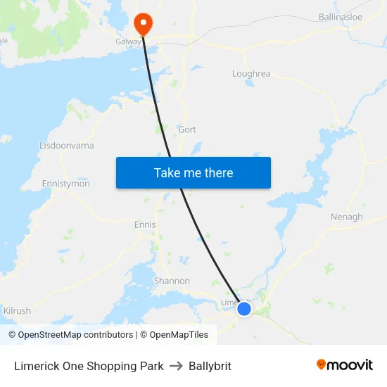 Limerick One Shopping Park to Ballybrit map