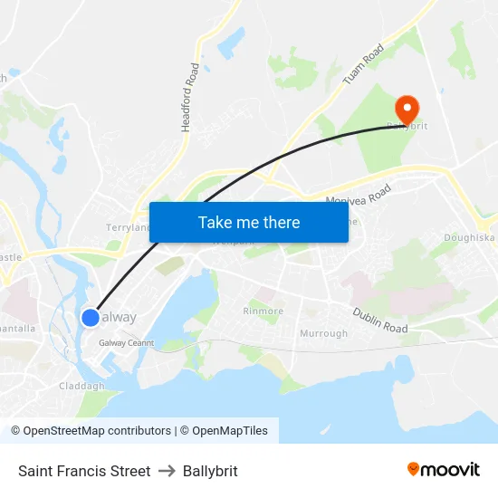 Saint Francis Street to Ballybrit map