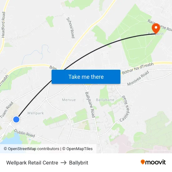 Wellpark Retail Centre to Ballybrit map