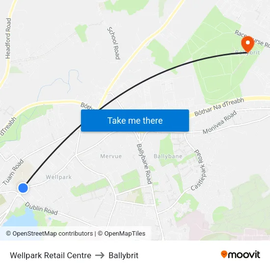 Wellpark Retail Centre to Ballybrit map