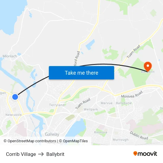 Corrib Village to Ballybrit map