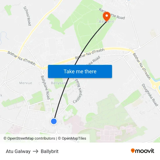 Atu Galway to Ballybrit map