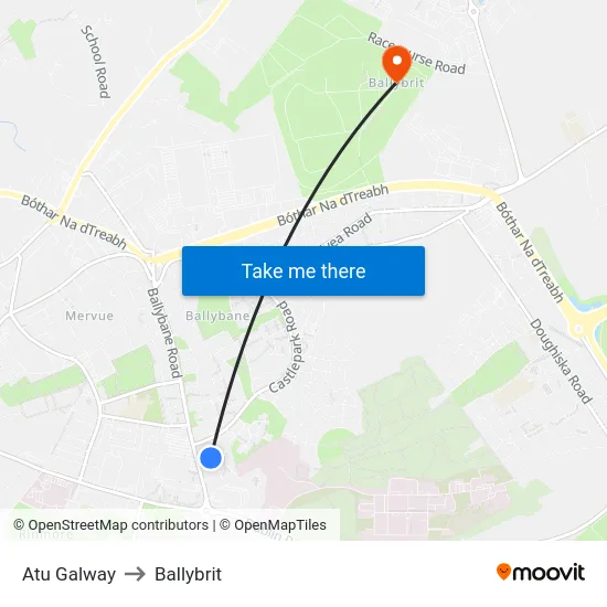 Atu Galway to Ballybrit map