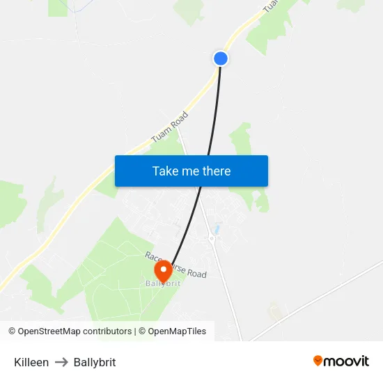 Killeen to Ballybrit map
