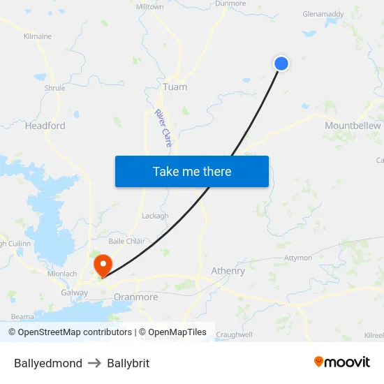 Ballyedmond to Ballybrit map