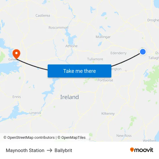 Maynooth Station to Ballybrit map