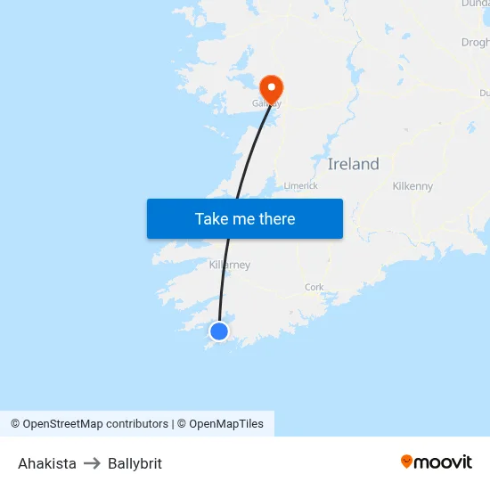 Ahakista to Ballybrit map