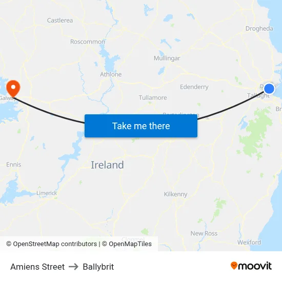 Amiens Street to Ballybrit map