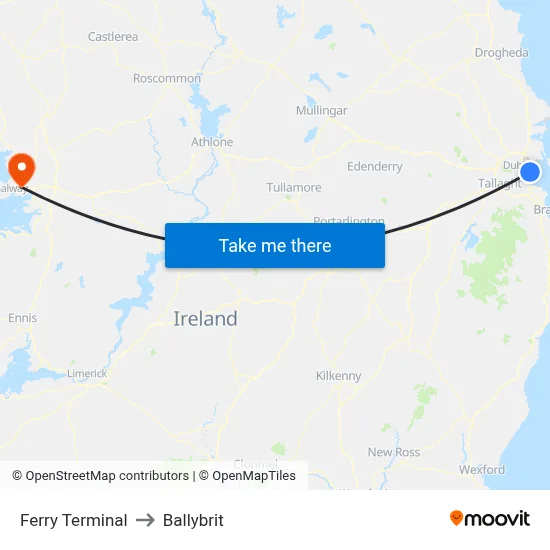 Ferry Terminal to Ballybrit map