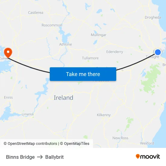 Binns Bridge to Ballybrit map