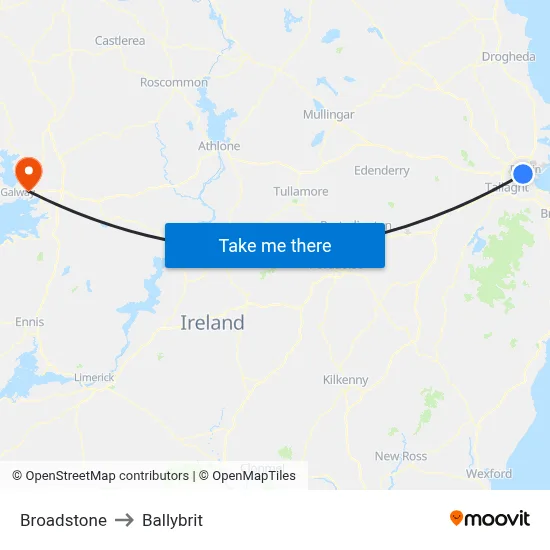 Broadstone to Ballybrit map