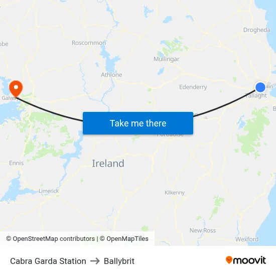 Cabra Garda Station to Ballybrit map