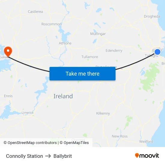 Connolly Station to Ballybrit map