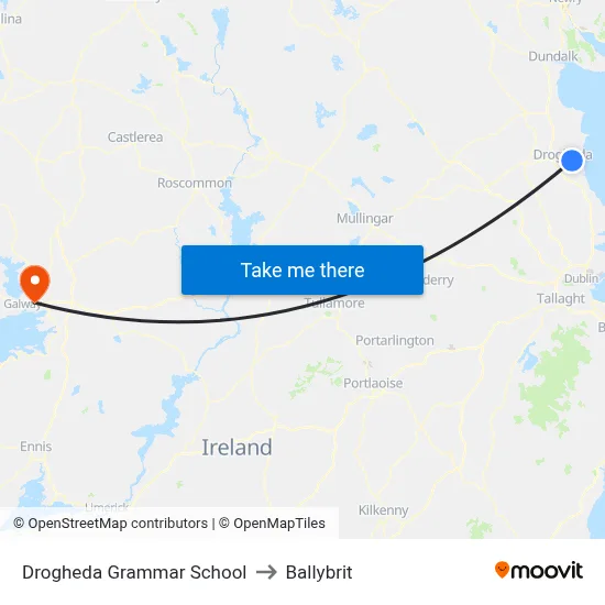 Drogheda Grammar School to Ballybrit map