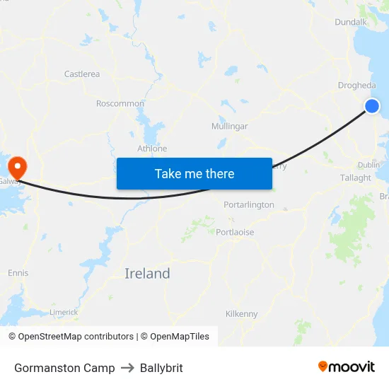 Gormanston Camp to Ballybrit map