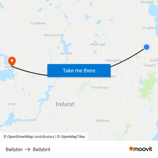 Ballybin to Ballybrit map