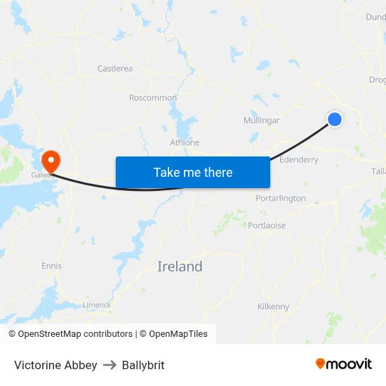 Victorine Abbey to Ballybrit map