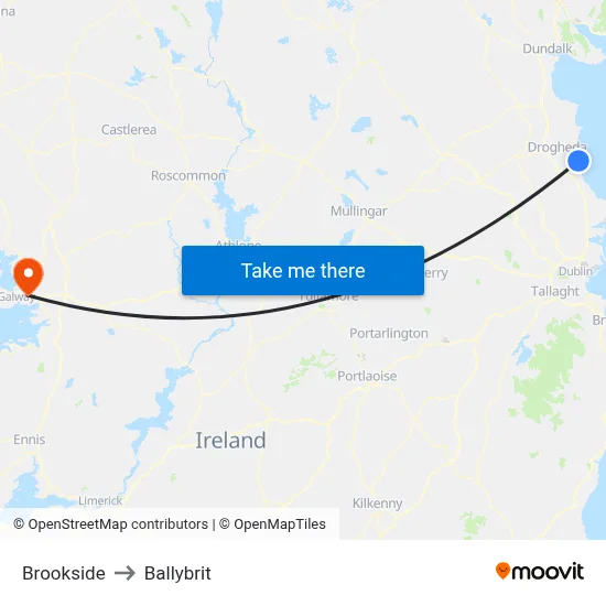 Brookside to Ballybrit map
