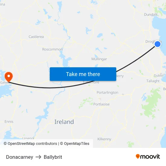 Donacarney to Ballybrit map