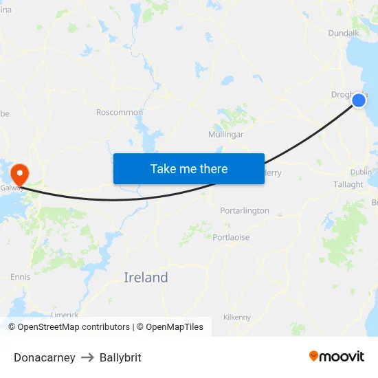 Donacarney to Ballybrit map