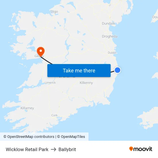 Wicklow Retail Park to Ballybrit map