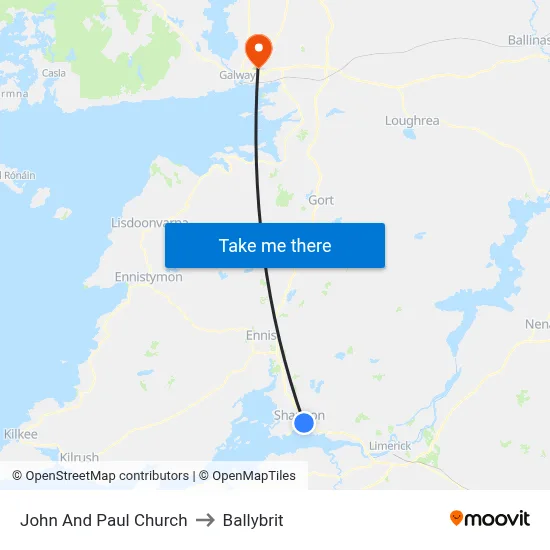 John And Paul Church to Ballybrit map
