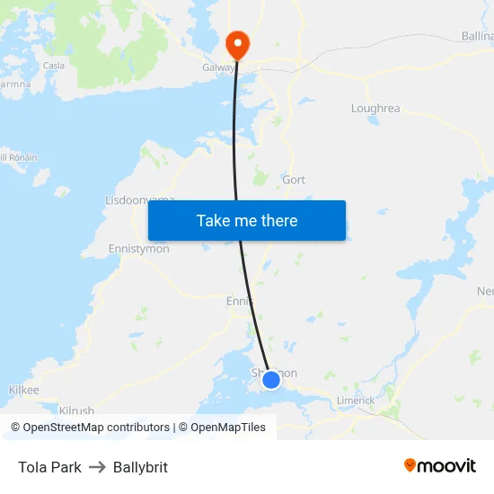 Tola Park to Ballybrit map