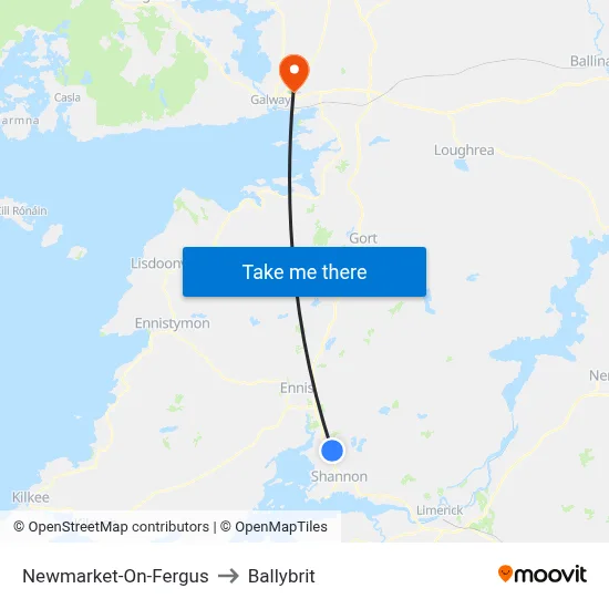 Newmarket-On-Fergus to Ballybrit map