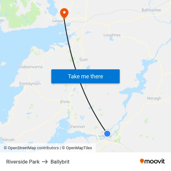 Riverside Park to Ballybrit map