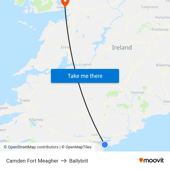 Camden Fort Meagher to Ballybrit map