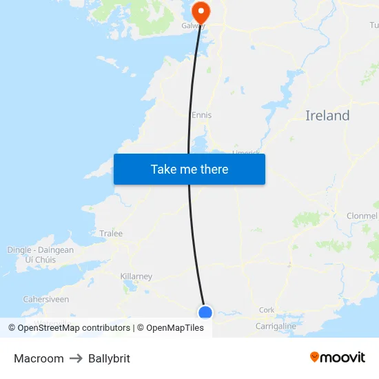 Macroom to Ballybrit map