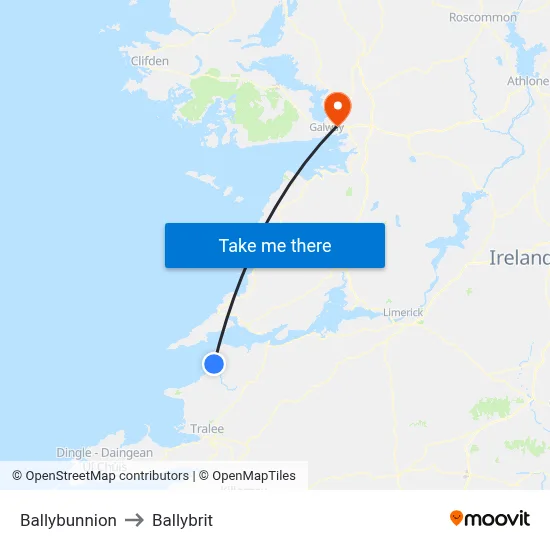 Ballybunnion to Ballybrit map